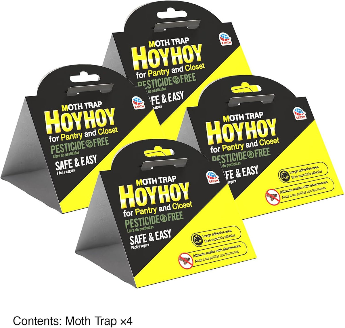 HOY HOY Moth Trap 2 Packs (4 Traps) Pheromone-Infused Glue Traps