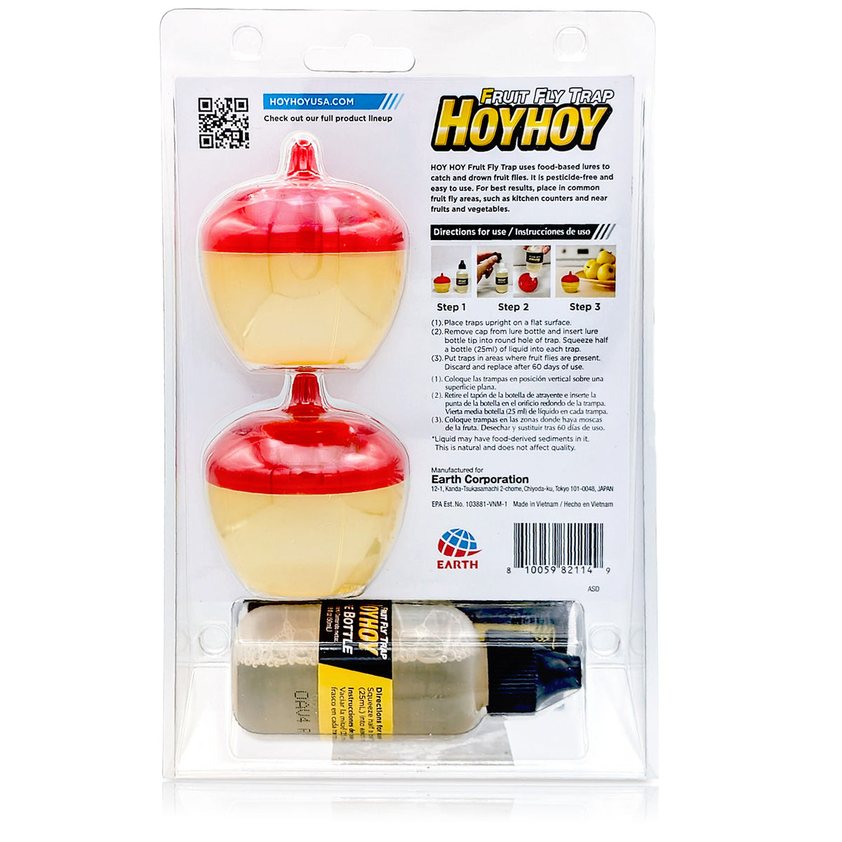 HOY HOY Fruit Fly Traps (2 Traps) Attracts &amp; Kills Fruit Flies, 120-Day Supply